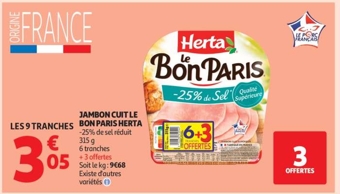 JAMBON CUIT LE BON PARIS HERTA