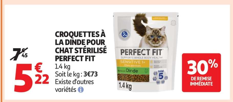 CROQUETTES À LA DINDE POUR CHAT STÉRILISÉ PERFECT FIT
