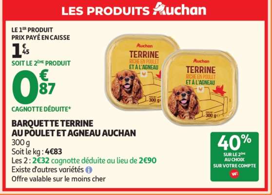 BARQUETTE TERRINE AU POULET ET AGNEAU AUCHAN