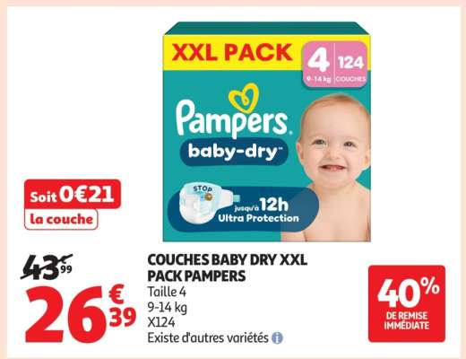 COUCHES BABY DRY XXL PACK “PAMPERS”