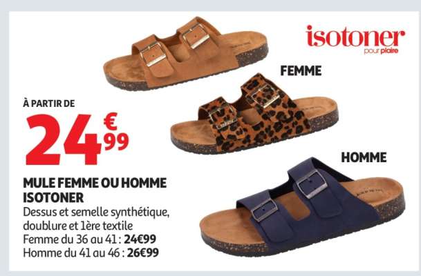 Mule Femme ou Homme Isotoner
