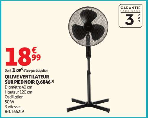 QILIVE VENTILATEUR SUR PIED NOIR Q.6846