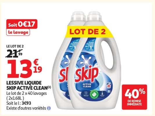 LESSIVE LIQUIDE SKIP ACTIVE CLEAN