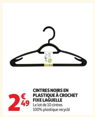 CINTRES NOIRS EN PLASTIQUE À CROCHET FIXE LAGUELLE