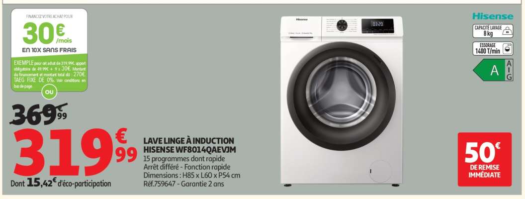 LAVE LINGE À INDUCTION HISENSE WF801Q4EVM