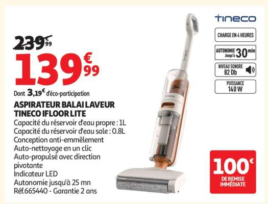 ASPIRATEUR BALAI LAVEUR TINECO IFLOOR LITE
