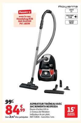 ASPIRATEUR TRAÎNEAU AVEC SAC ROWENTA RO3955EA