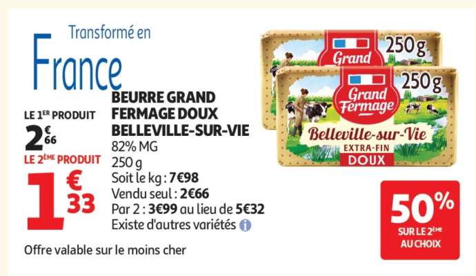 BEURRE GRAND FERMAGE DOUX BELLEVILLE-SUR-VIE