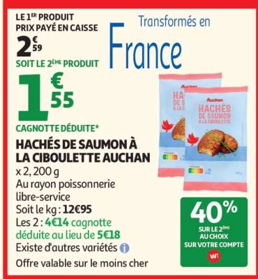 HACHÉS DE SAUMON À LA CIBOULETTE AUCHAN