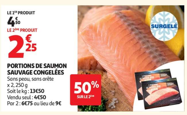 PORTIONS DE SAUMON SAUVAGE CONGELÉES