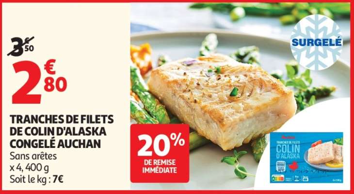 Tranches De Filets De Colin D'alaska Congelé Auchan