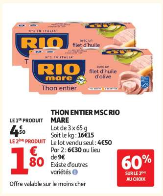 Thon Entier MSC Rio Mare