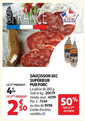 Saucisson Sec Supérieur Pur Porc