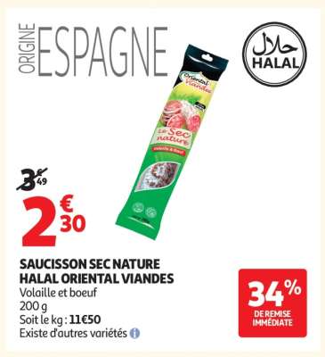 SAUCISSON SEC NATURE HALAL ORIENTAL VIANDES