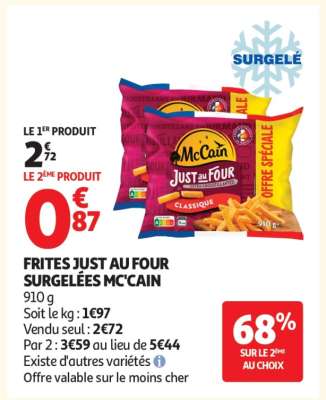 FRITES JUST AU FOUR SURGELÉES MC CAIN