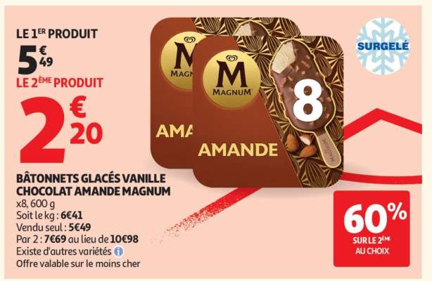 Bâtonnets glacés vanille chocolat amande Magnum
