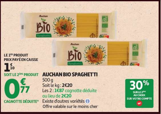 AUCHAN BIO SPAGHETTI