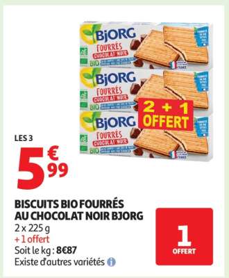BISCUITS BIO FOURRÉS AU CHOCOLAT NOIR BJORG