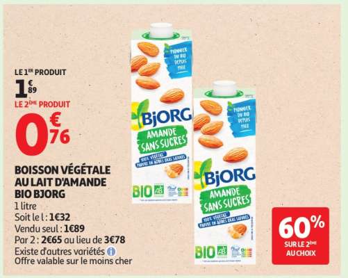 Boisson Végétale Au Lait D'amande Bio Bjorg