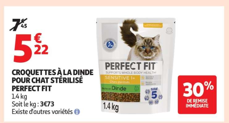 CROQUETTES À LA DINDE POUR CHAT STÉRILISÉ PERFECT FIT