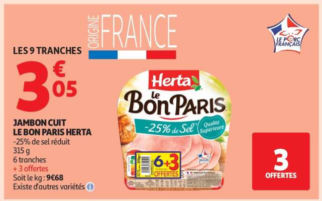 JAMBON CUIT LE BON PARIS HERTA