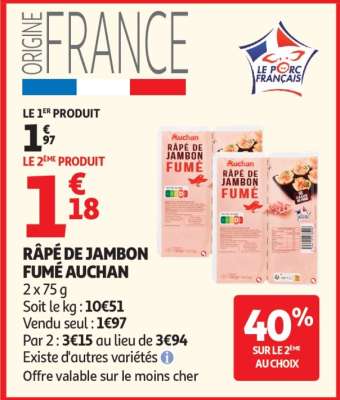 Râpé De Jambon Fumé Auchan