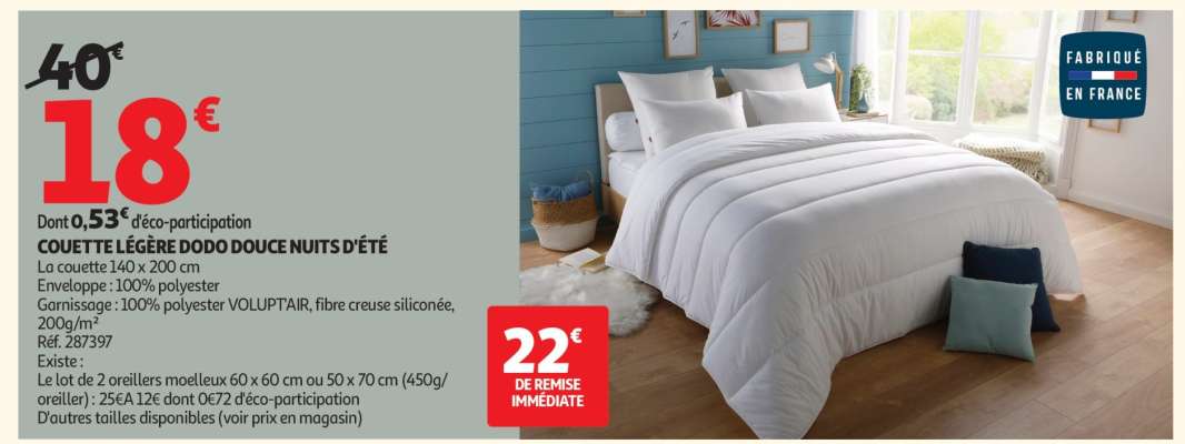COUETTE LÉGÈRE DODO DOUCE NUITS D'ÉTÉ