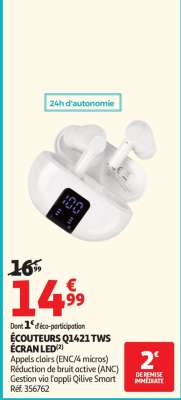 ÉCOUTEURS Q1421 TWS ÉCRAN LED