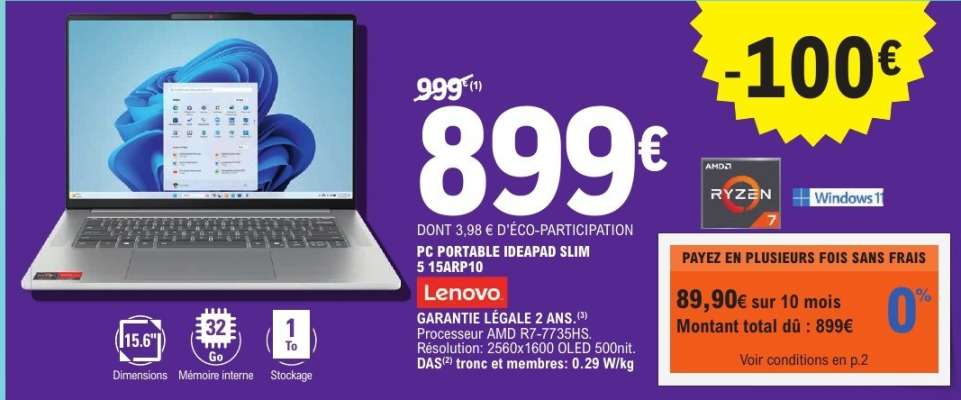 PC PORTABLE IDEAPAD SLIM 5 15AR7P10