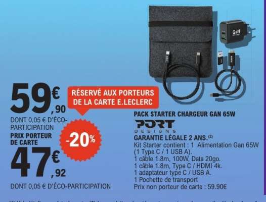 PACK STARTER CHARGEUR GAN 65W
