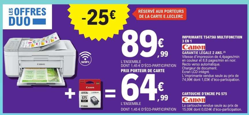 IMPRIMANTE TS74561 MULTIFONCTION 3 EN 1