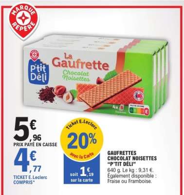 Gaufrettes Chocolat Noisettes 'P'tit Deli'