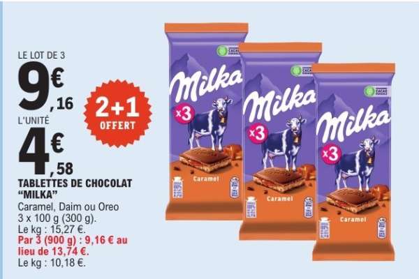 Tablettes de chocolat 'Milka'
