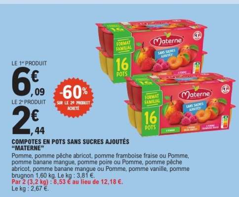 COMPOTES EN POTS SANS SUCRES AJOUTÉS “MATERNE”