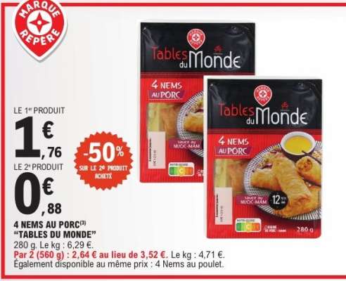 4 NEMS AU PORC "TABLES DU MONDE"
