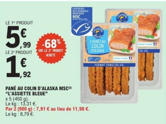 PANÉ AU COLIN D'ALASKA MSC "L'ASSIETTE BLEUE"