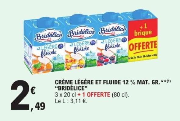 CRÈME LÉGÈRE ET FLUIDE 12% MAT.GR. 'BRIDELICE'