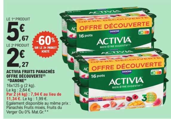 ACTIVIA FRUITS PANACHÉS OFFRE DÉCOUVERTE