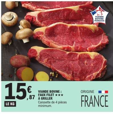 Viande bovine : faux-filet*** à griller