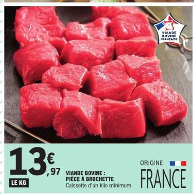 Viande bovine : pièce à brochette