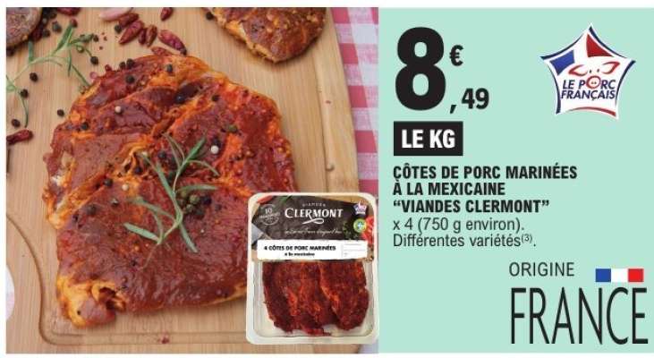 CÔTES DE PORC MARINÉES À LA MEXICAINE “VIANDES CLERMONT”