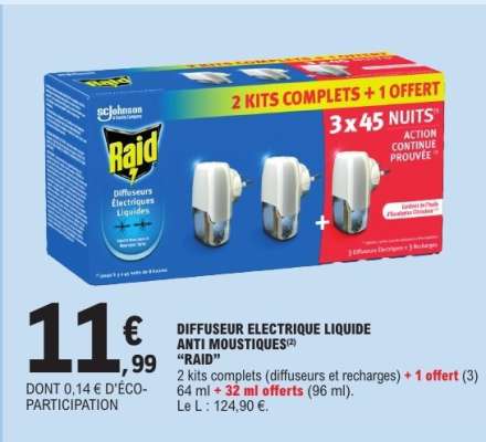 DIFFUSEUR ELECTRIQUE LIQUIDE ANTI MOUSTIQUES 'RAID'