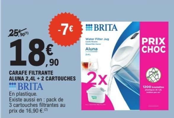 CARAFE FILTRANTE ALUNA 2,4L + 2 CARTOUCHES
