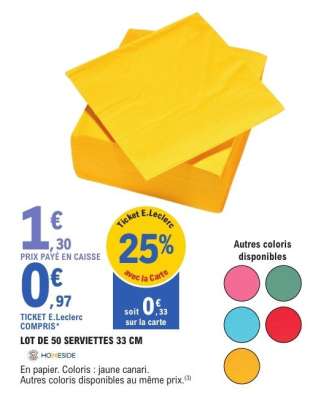 Lot de 50 serviettes 33 cm