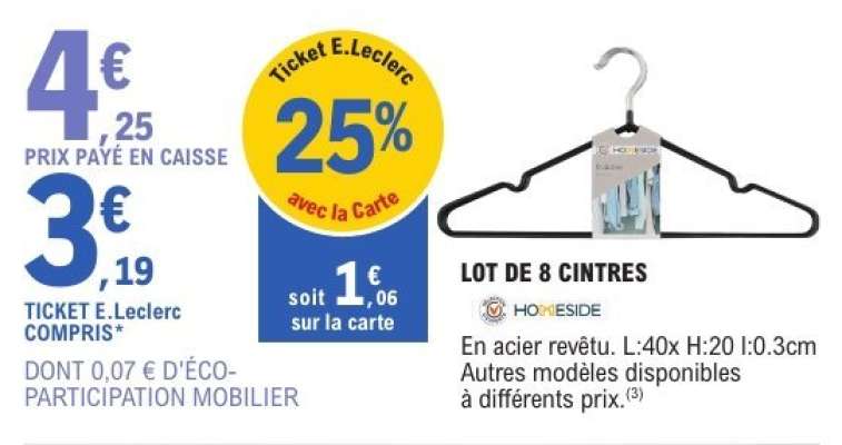 LOT DE 8 CINTRES