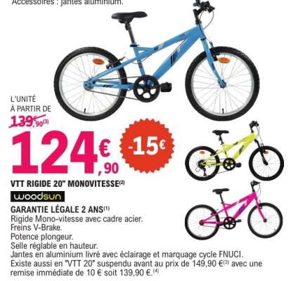 VTT RIGIDE 20" MONOVITESSE