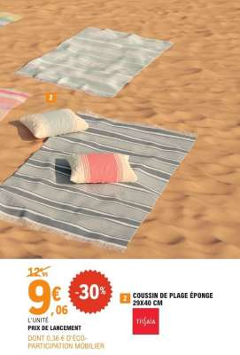 COUSSIN DE PLAGE ÉPONGE 29X40 CM