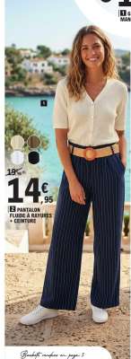 PANTALON FLUIDE À RAYURES + CEINTURE