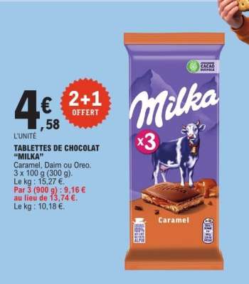 Tablettes de chocolat 'Milka'