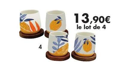 Lot de 4 mugs